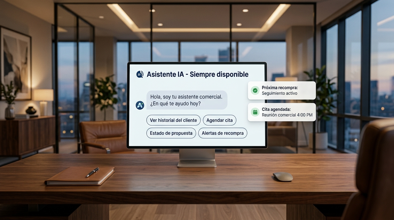 Asistente de Inteligencia Artificial para ventas B2B con gestión de citas y alertas de recompra activa
